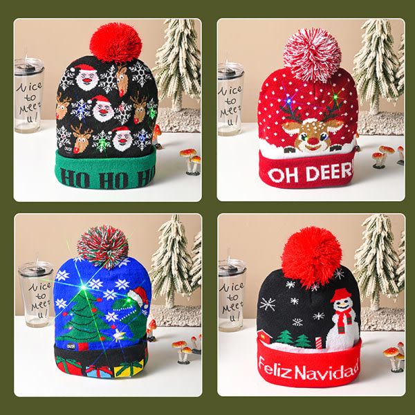 Creative Blinkande Led Light Christmas Hat Snowman Winter Warm C A1 one size A1 one size