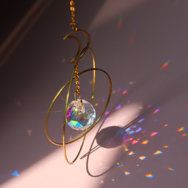Moon and Hoops+ Rainbow Crystal Gold
