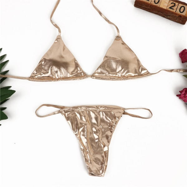 2022 Micro String Guld Silver Uimapuvut Naiset Push-up Bikini Seksikäs Luksus Uimapuvut Nainen Brasilialainen Uimapuvut Bikinit Kulta L