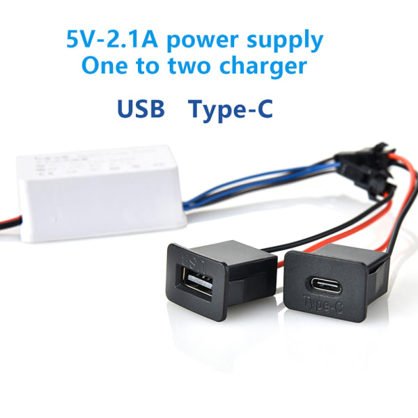 5V2.1A Typ-c USB En Till Två Laste For Bordslampa Golvlampa 1pc