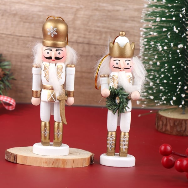 1. 12 cm nøtteknekkerdukke soldat henger juledekor dukke hvit one size White one size