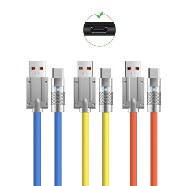 USB C Auto Kabel 120W Typ C Laste USB Laddningskabel Snabb Ch Orange 1,5m-USB-Typ-C