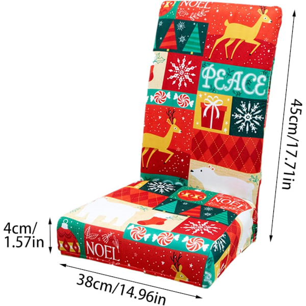 4/6-pack Julstolsöverdrag, 17,7 tum Stretchöverdrag för Matstolar, Julgransdekoration 6pcs #-2