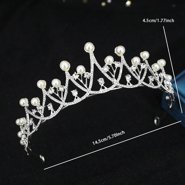 Bride Crystal Rhinestone Simulated Pearl Crown Hårband Brudband