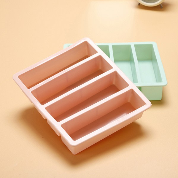1 stk 4 gitter lang isbit silikoneform firkantet DIY C Pink onesize Pink onesize