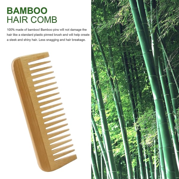 Bambu bred tandkam lösgörande antistatisk borste Naturligt lockigt vågigt torrt hår för kvinnor och män Handpolerat av (1:a)