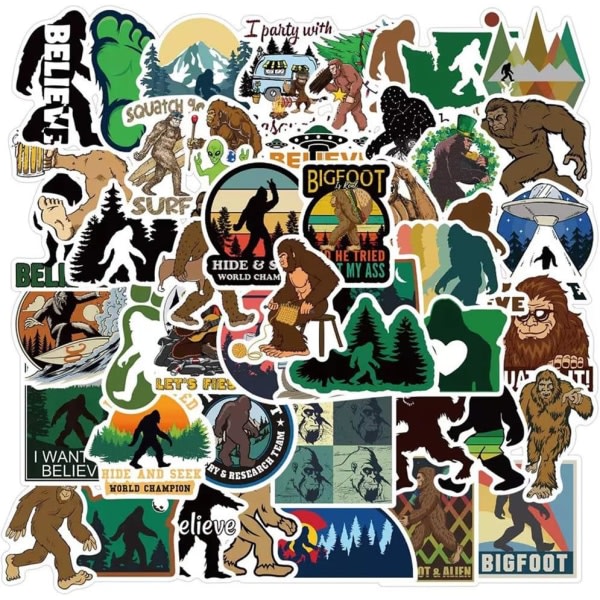 50 st Bigfoot Stickers| Sasquatch vattentäta vinyldekaler för vattenflaskor Laptop Kylskåp Bagage Dator Mobiltelefon Skateboarddekaler