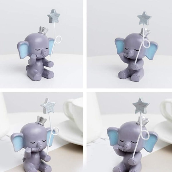 Harpiks Kagefigur Sød Elefant Staty Stjerne Ornament Kage Lilla