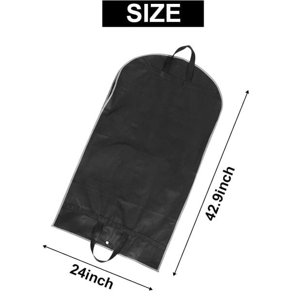 2-pak 43 tommer plaggposer til opbevaring Rejser Nonwoven-stof Kjole Taske Dragtpose Plagpose med 2 store mesh Cover Dragtovertræk