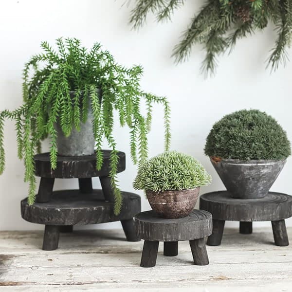 CDQ Blomkruka pall, rund träpall, inomhusväxtställ, solid blomkruka stativ (M) w