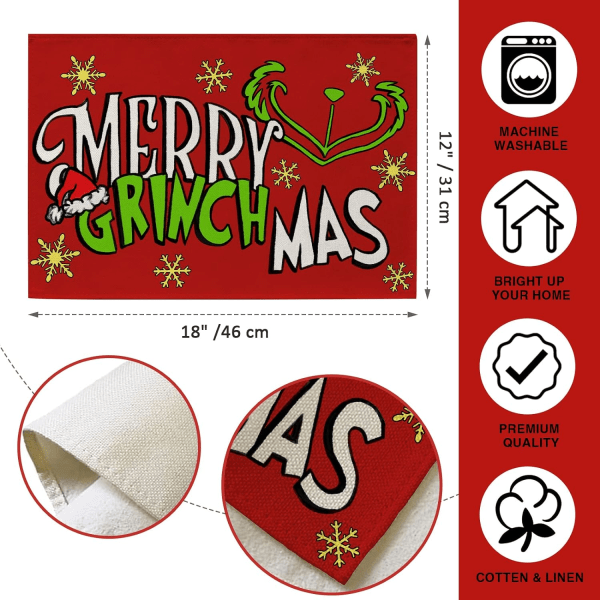 God Jul Oavsett bordstabletter Set med 4, Julgransbord bordstabletter Hem Köksinredning, Vintersnöflinga dekoration 30,48 x 45,72 cm