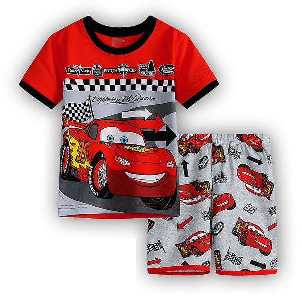 Børns Marvel Dc Superhelte Tøj Sommer T-Shirt Shorts Sæt Nattøj_bb Lightning McQueen 5-6 år