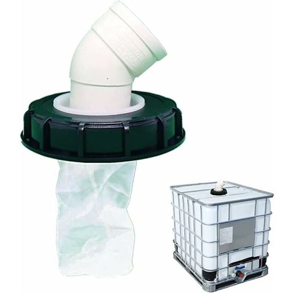 45° 1000L Tankfilter, med vaskbart nylonfilter, til 1000 liters tanktilslutning, IBC lågfilter IBC tanktilbehør, 165mm nylon regnvandsfilter,