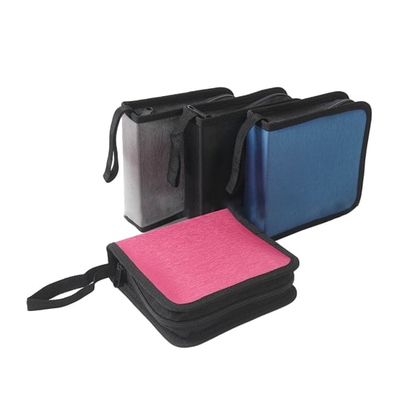 CD-veske i stoff for 40 CD-etui, CD-DVD-hefteholder, CD-DVD-plater, Roserød