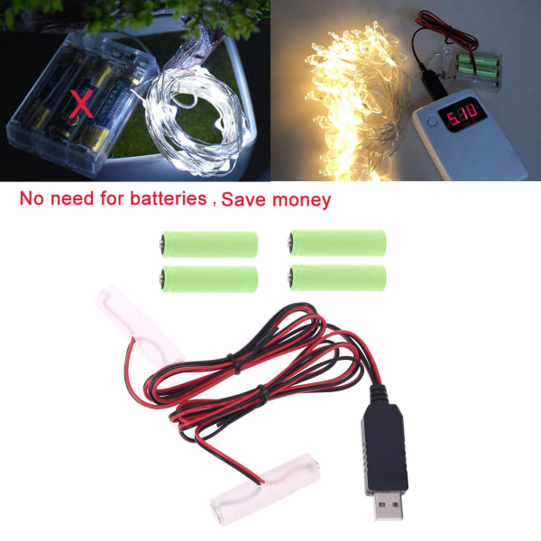 1 av 2 AA AAA Batteri Eliminator USB Power 4,5V Adapter Kan erstatte 3 stk AA AAA Batterier for Walkie Talkie Ligh AAA