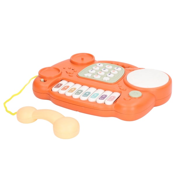 Baby Piano Telefon Musik Leksak Småbarn Låtsas Telefon Tangentbord Förälder Barn Interaktiv Tecknad Fasttelefon ToyOrange