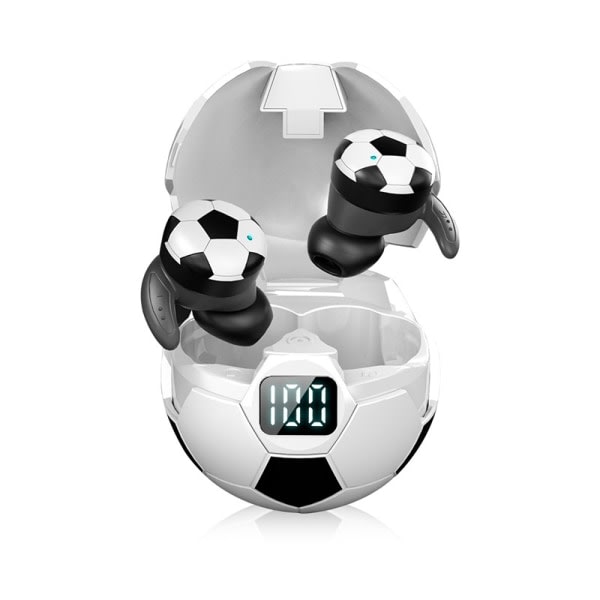 Soccerball Wireless 5.0 ørepropper Hifi Sound Touch Control Fotbollsformede høresnäckor og etui