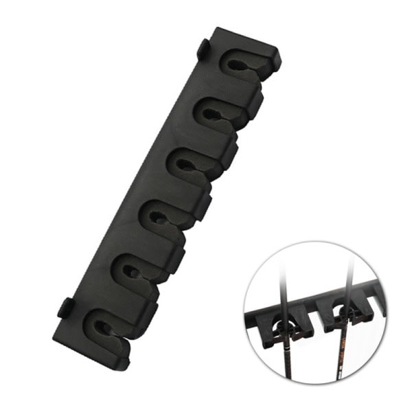 Fiskestangsholder 6-stavsholder Vertikal stangholder Veggfeste svart en one size