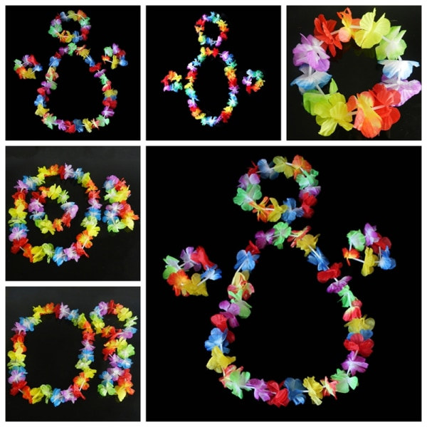 4 st/ set Hawaiian Tropical Hula Luau Grass Dance Head Neck Wri Multicolor one size Multicolor one size