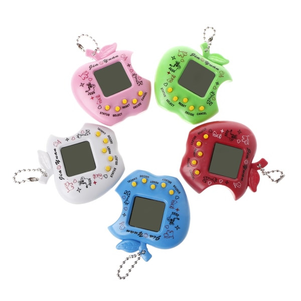 Elektronisk kjæledyrspillmaskin Transparent for Apple Shape Virtual Pet Puslespill for Tamagotchi Nøkkelring Bursdagsgave fo