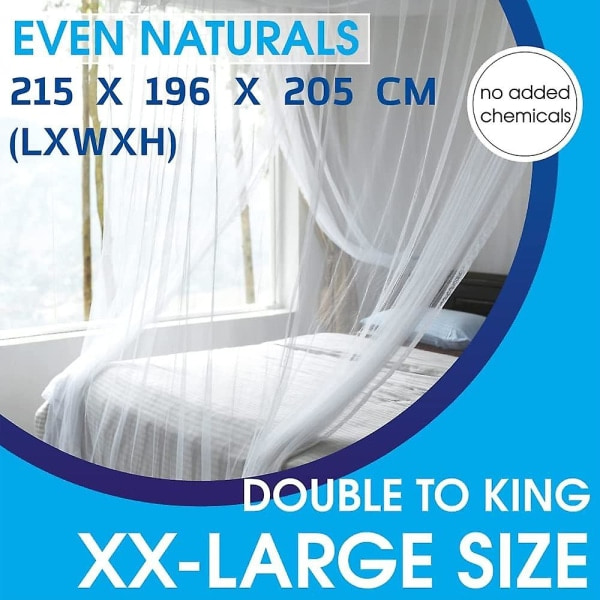 Luksusinen hyttysverho kaksois- ja king size -sängille | Leirintätelttakangas | Hienoin verkko 300 reikää neliötuumaa kohti, 2 sisäänkäyntiä, helppo asentaa, Ha