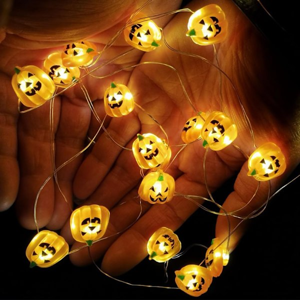 Halloween-ljusslinga - 20 LED Pumpa Ljus för Dekoration, Batteridriven String of lights pumpkin