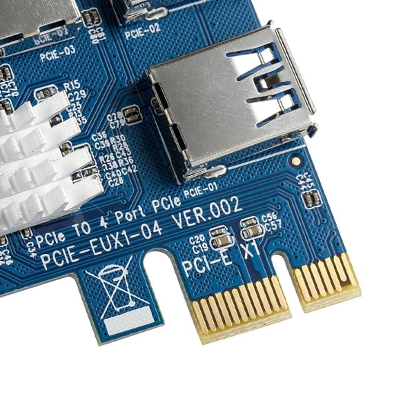 PCI-E til PCI-E Adapter 1 til 4 PCI-Express Slot 1x til 16x USB 3.0 Spesial PCIe Riser Card Converter for BTC Miner