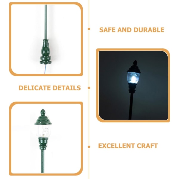 8 stk Model Havelyslys Fairy Lamp Tog Jernbane Tog Lamper Pæl Lampe Pæl Ved Dukkehuse Gadelys Modeller Mikro Landskab Lys