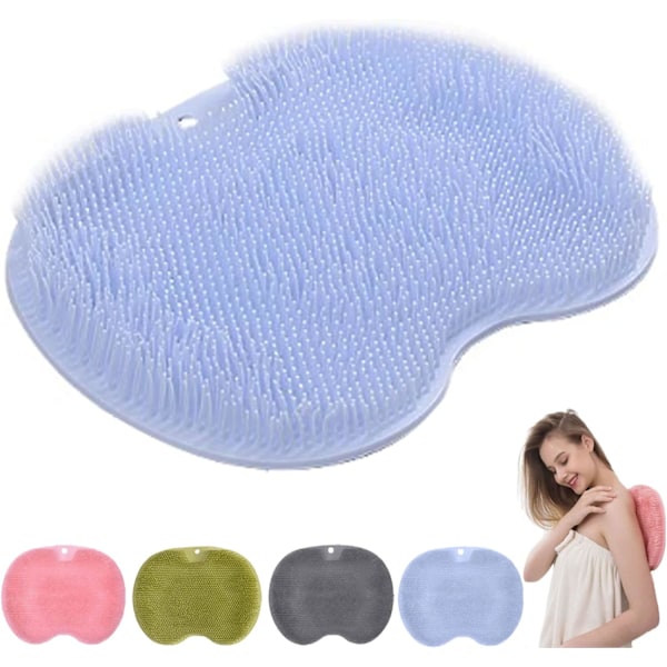 Halkfri Silikon Massage Matta med Sugkoppar, Exfolierande Duschskrubber, Blå Ryggskrubbmatta Blue