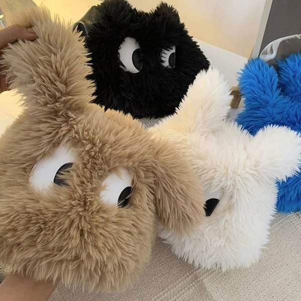e tecknad stora ögon rolig valp plysch hatt Svart onesize Black onesize