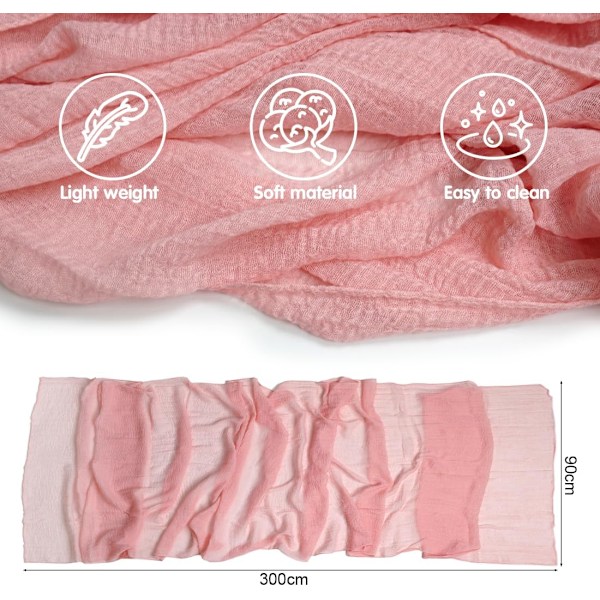 90 x 300 cm boho-stil ostlöpare, gasväv bordslöpare Rosa chiaro Runner da Tavola
