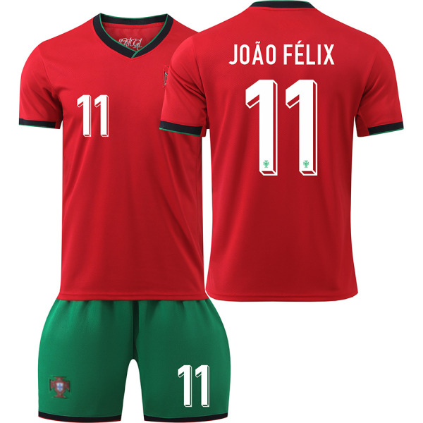 2425 Portugal Jersey UEFA Euro Børnefodboldtrøjesæt nr. 11 João Félix sockless L