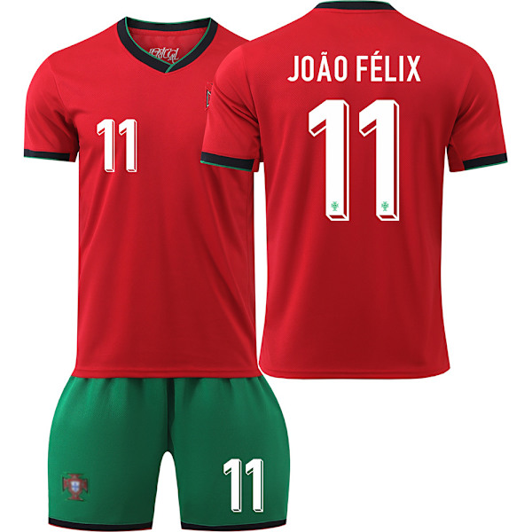 2425 Portugal Jersey UEFA Euro Børnefodboldtrøjesæt nr. 11 João Félix sockless XS