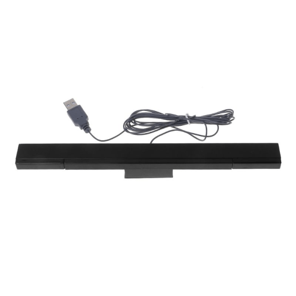 för Wii Sensor Bar Trådbunden mottagare IR Signal Ray USB -kontakt Fjärrkontroll Byte av rörelsesensorstång Svart