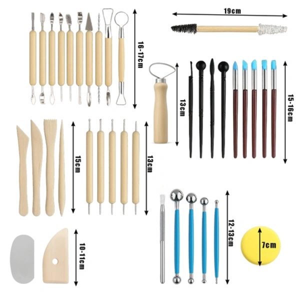 Clay Modeling Tools - 40 Pieces with Roll Case