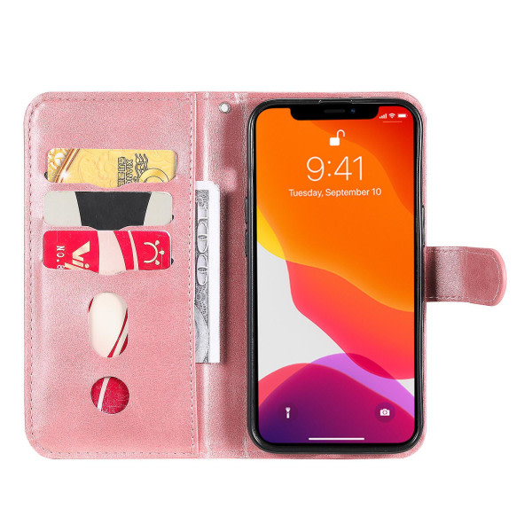 Etui for iPhone 13 Pro Max Deksel Glidelås Etui Lommebok Magnetisk Lukking Kortlommer Myk TPU Premium PU Lær Magnetisk Klaff - Rosa Pink A