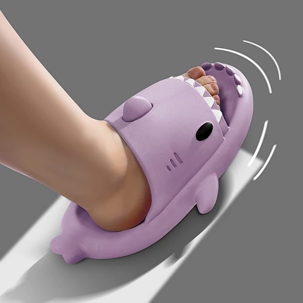 Haj Slippers til Mænd & Kvinder, Skridsikre Poolsandaler med Tyk Sål, Sommer Flip Flops, Lilla Purple 40/41
