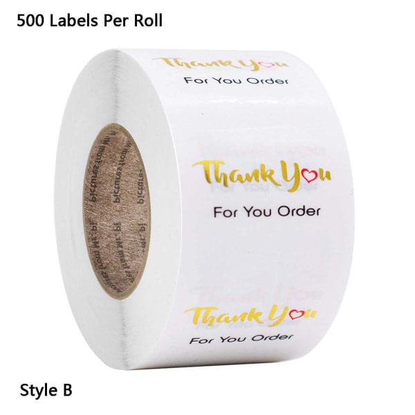 500 st/rulle Rund Transparent Tack för din beställning Klistermärken Paketsigill Etikett Handgjorda presentkort Scrapbooking Dekor null - B