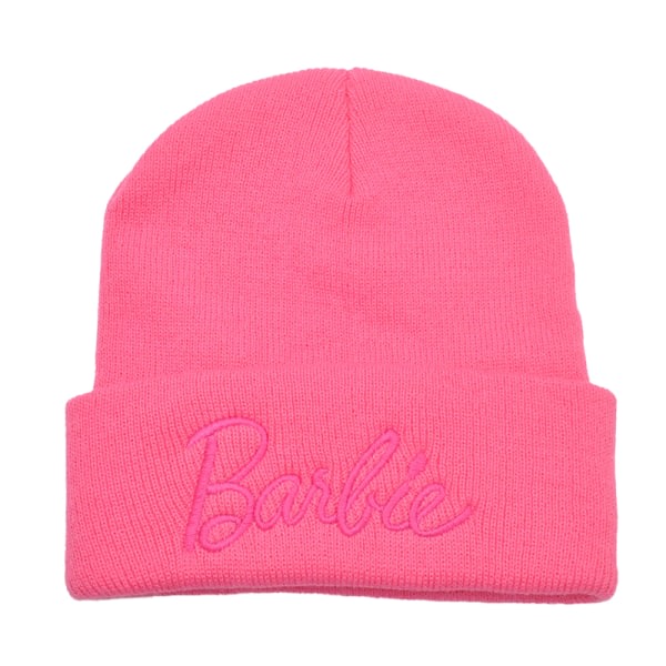 Nye Barbie-broderier strikkede luer for kvinner Vintervarme luer L Rosa onesize Pink onesize