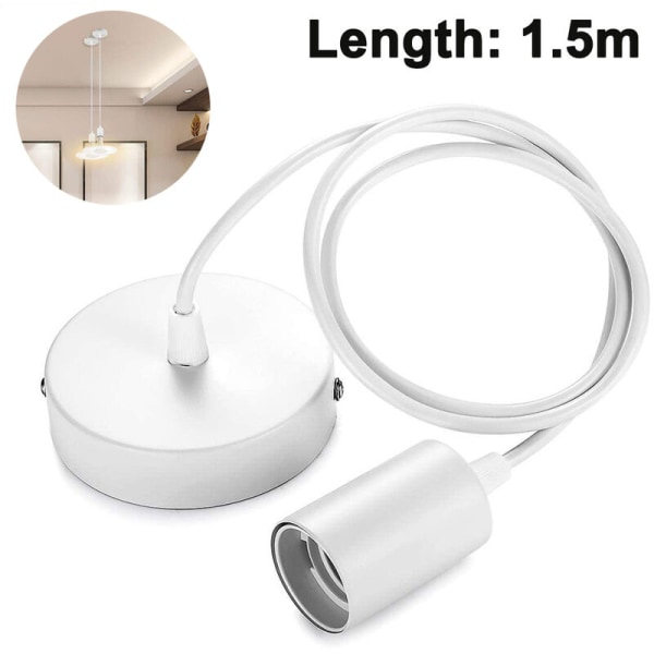 Metallupphängning för lampa, E27-lamphållare med sladd, sladdlampa, pendellampsladd, perfekt för takbelysning, 1,5 m, vit?