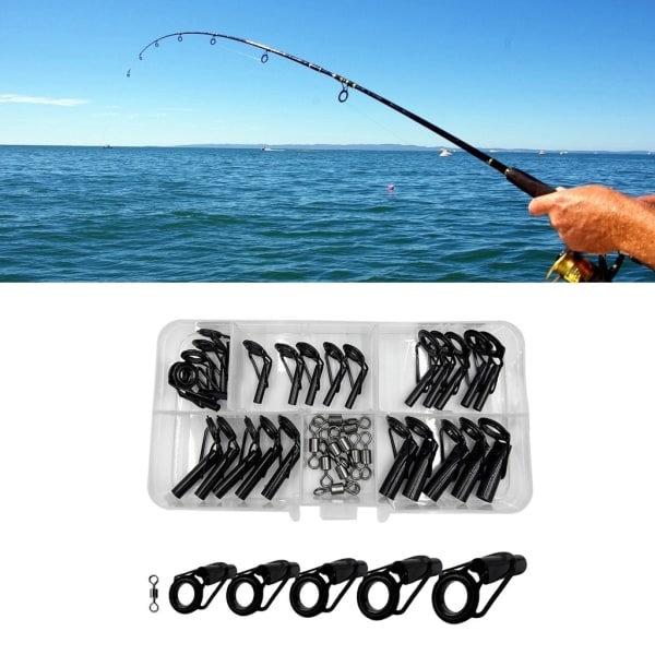35 stk Fiske Stang Reparasjonssett Ringer Slitsterke Keramiske Styrringer Stang Øye Fiske Stang Guider Alconite Ringer Sett