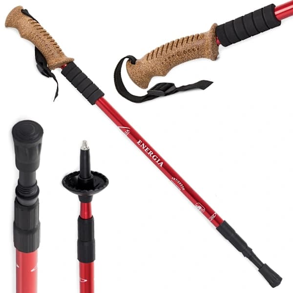 Walking Pole / Hiking Pole - Adjustable Height Red Röd