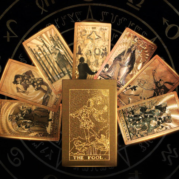 Luksuriøs guldfolie Tarot Oracle Card Divination Fate høj kvalitet Gold one  size Gold one  size