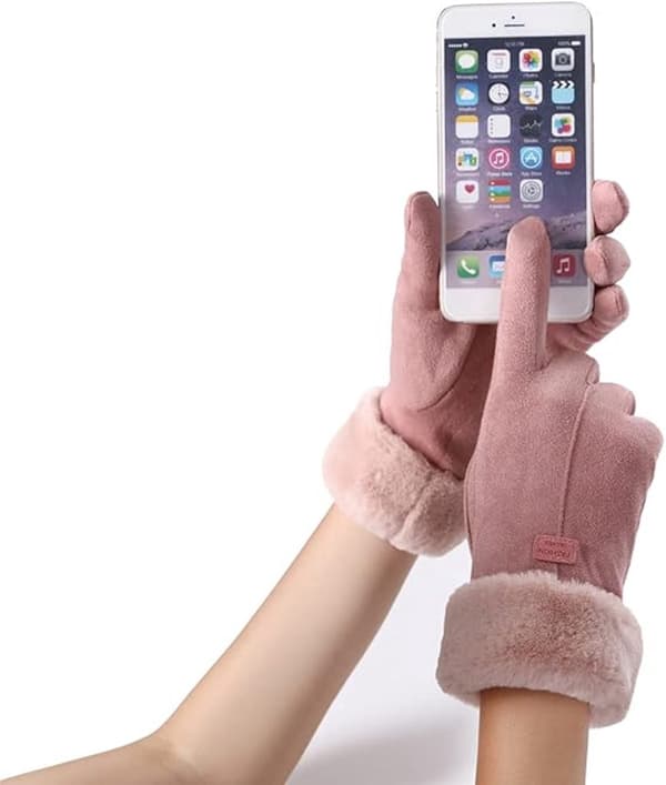 Damehandsker - Vinterhandsker - Skihandsker - Fleecemateriale - Touchscreen-kompatible - Pink - One Size Fits All