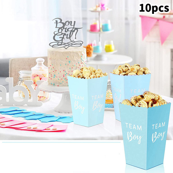 10st Gender Reveal Party Popcorn Boxes Baby's Sex Reveals Party Blue CDQ