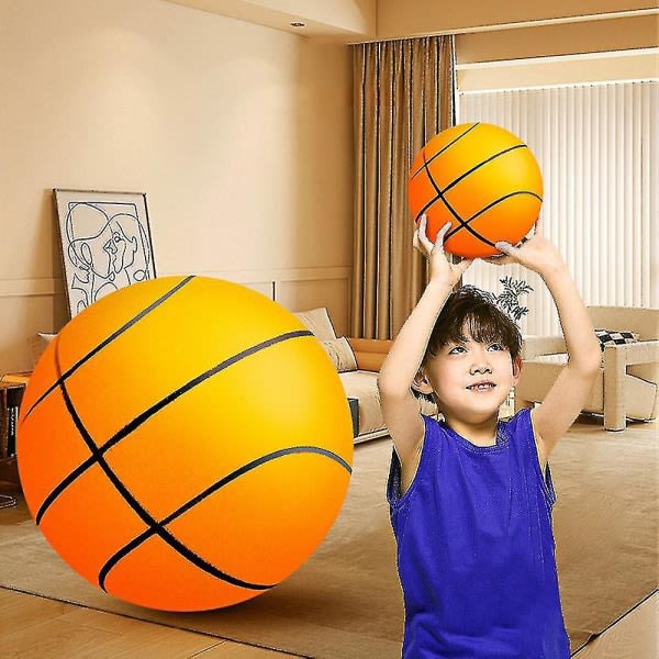 Handleshh Silent Basketball, lydløs træningsbold indendørs ubelagt høj elastisk - orange 18cm orange 18cm