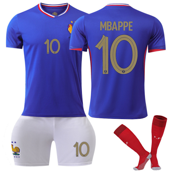 2024 UEFA Euro 2024 Frankrig Hjemme Fodboldtrøje Sæt Nr. 10 Mbappé M