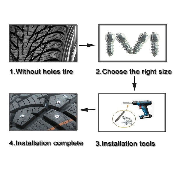 100 kpl Pyörän Rengaspiikit Lumi Piikit Liukastumisenesto Ruuvit Rengaspiikit (Koko: A)
