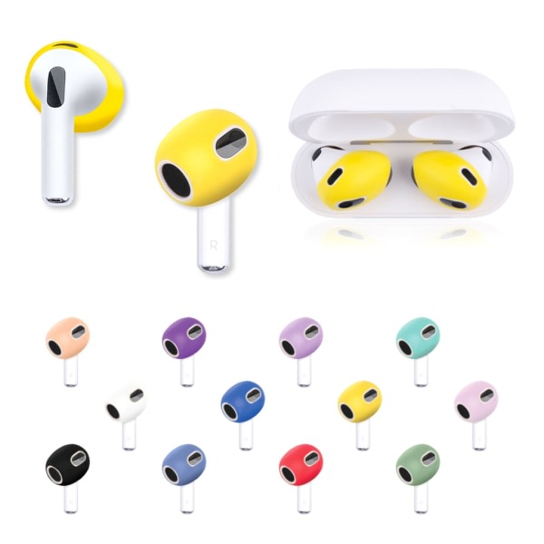 3 sett ørepropper for Airpods Pods 3 ørebeskyttere i silikon Bluetooth-kompatible hodetelefoner Ørepropper Øreputer Ultratynne sklisikre Blå rød gul Blue red yellow