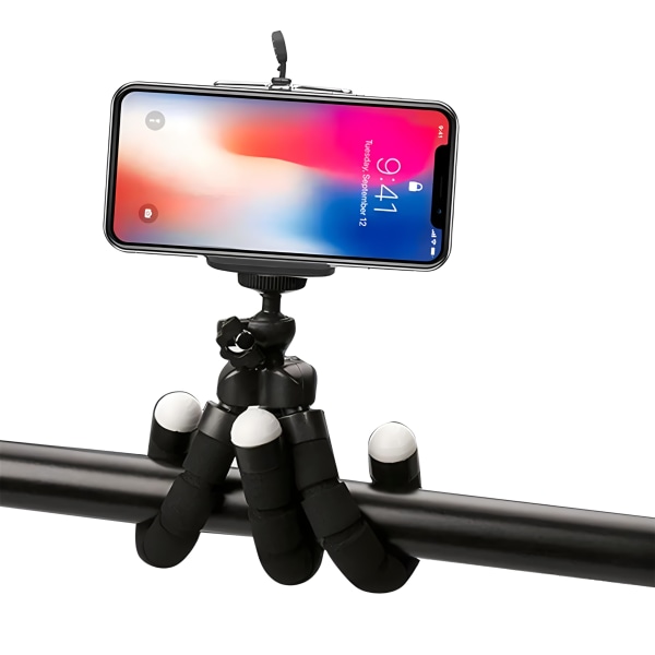 Mobiltelefonstativ, Mini Stativ med Bluetooth Fjärrkontroll & Telefonhållare, 360° Rotation Flexibelt Resestativ för Smartphone, DSLR